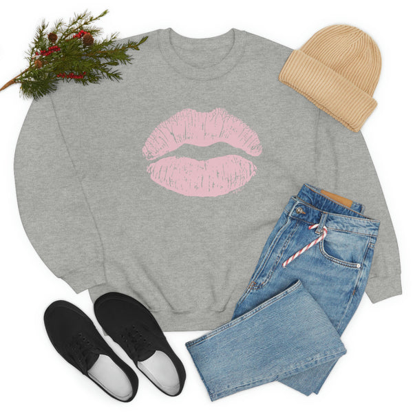 Pink Kiss Lips Unisex Crewneck Sweatshirt