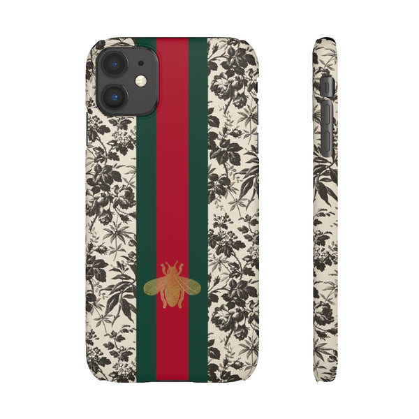 Bee Stripe Floral Wallpaper iPhone 12 & X Snap Case