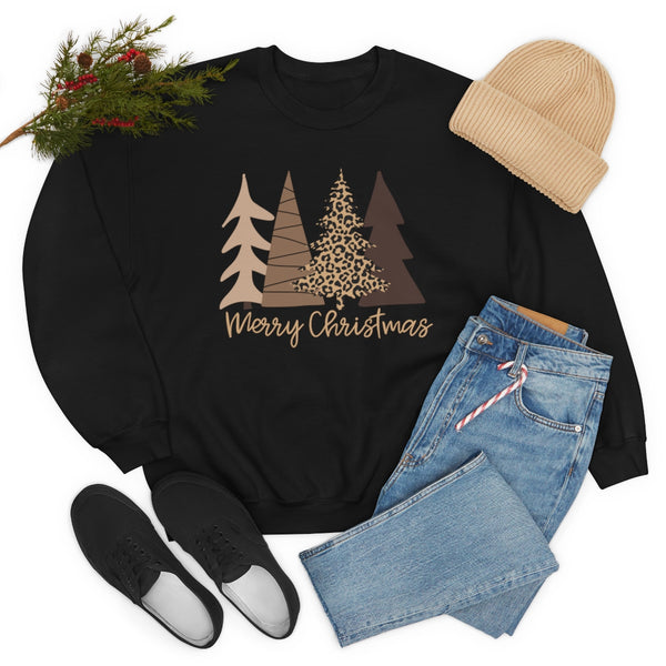 Brown Leopard Christmas Trees Unisex Sweatshirt