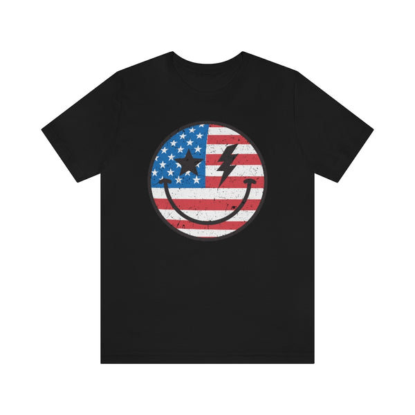 American Flag Smiley Face Unisex Tee