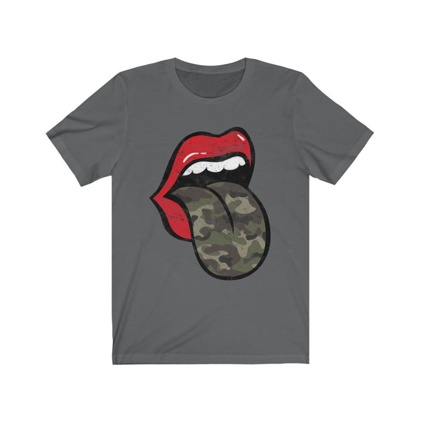 Red Lips Camo Tongue Out Short Sleeve Tee