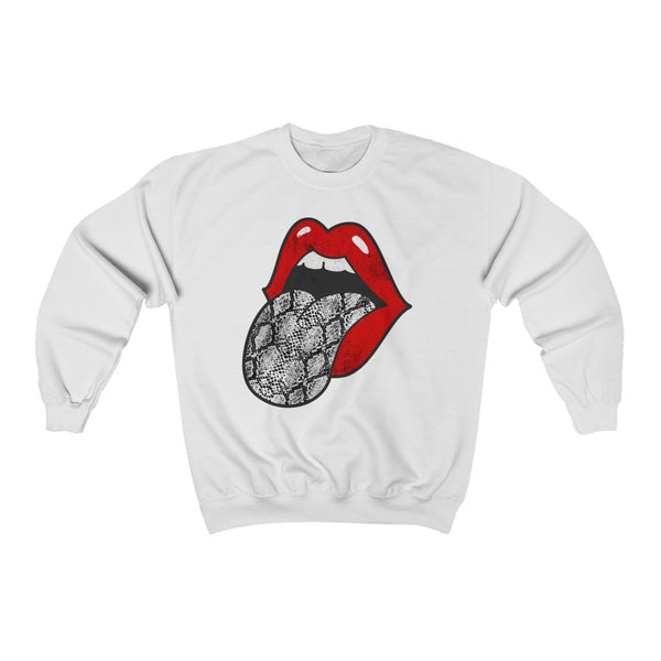 Red Lips Snakeskin Tongue Out Distressed Unisex Sweatshirt