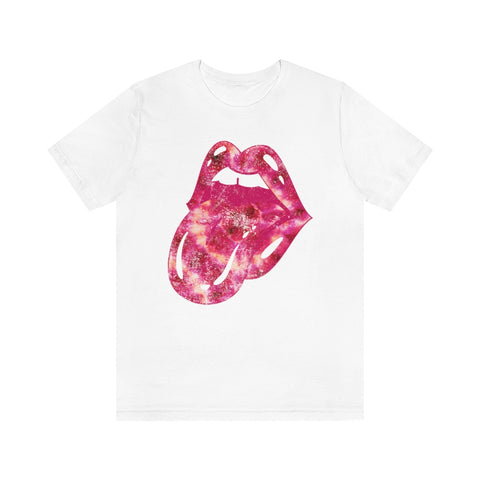 Tie Dye Lips Tongue Out Pinks Distressed Unisex Tee