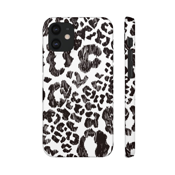 Leopard Sketch Print Snap iPhone 12 Case