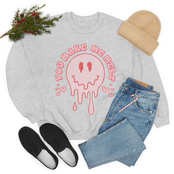 You Make My Heart Melt Smiley Face Valentine Unisex Sweatshirt