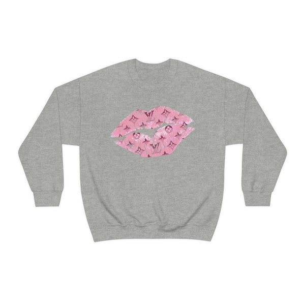 Luxe Pink Kiss Lips Unisex Crewneck Sweatshirt
