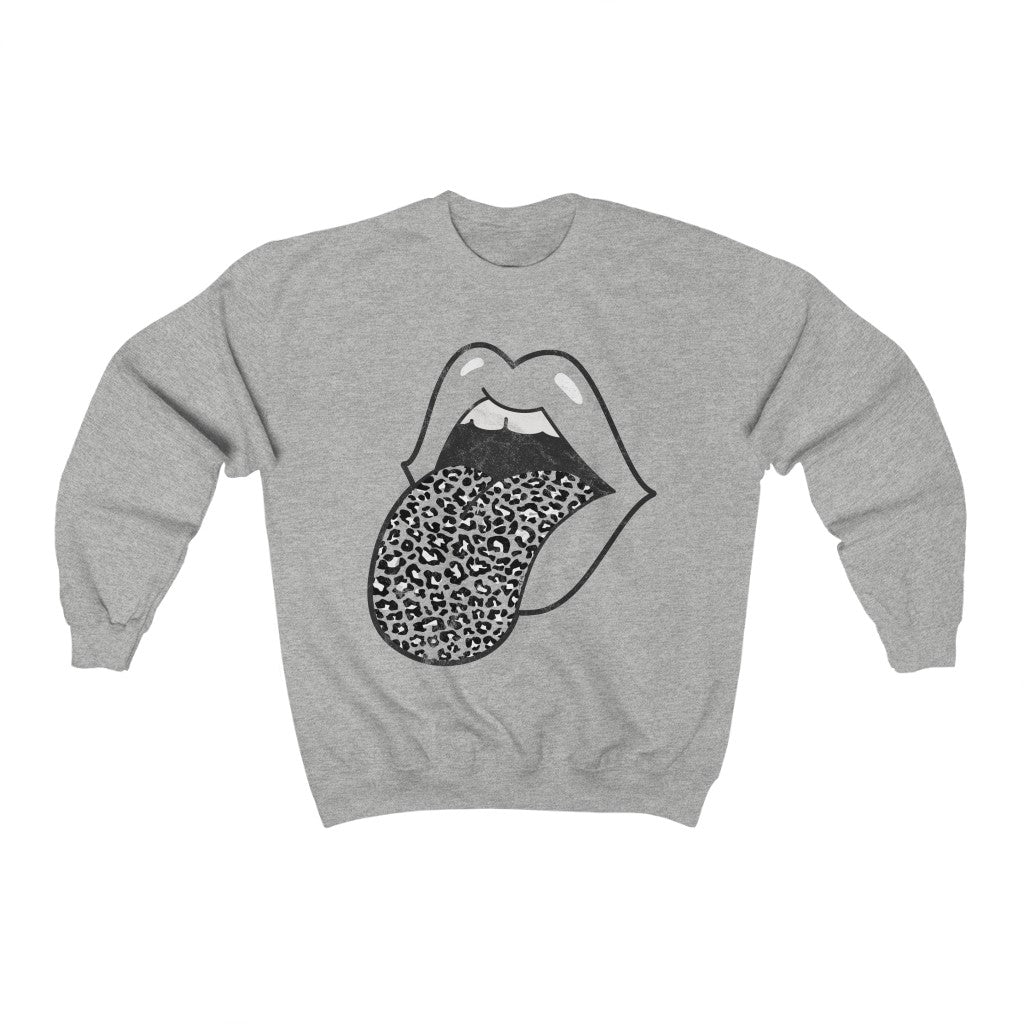 Leopard Tongue Out Distressed Unisex Sweatshirt