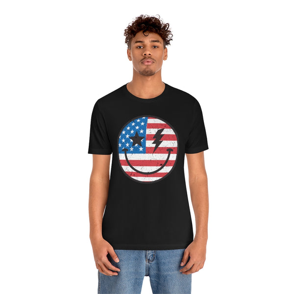 American Flag Smiley Face Unisex Tee
