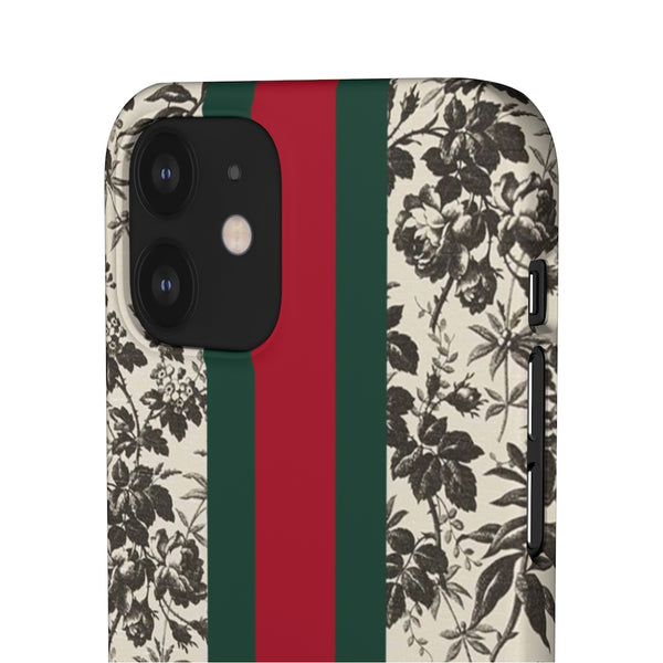 Bee Stripe Floral Wallpaper iPhone 12 & X Snap Case