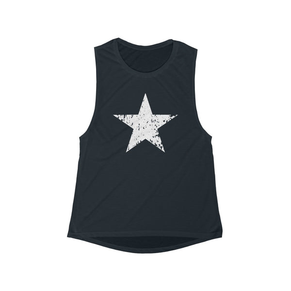 White Star Grunge Women's Flowy Scoop Muscle Tank