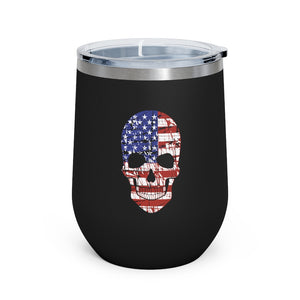 American Flag Skull Wine Tumbler 12oz