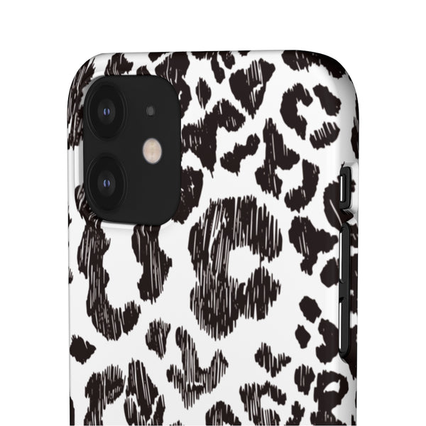 Leopard Sketch Print Snap iPhone 12 Case