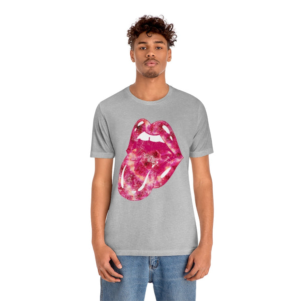 Tie Dye Lips Tongue Out Pinks Distressed Unisex Tee