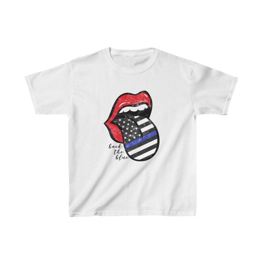 Youth - Police Flag Tongue Back the Blue Kids Tee