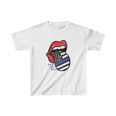 Youth - Police Flag Tongue Back the Blue Kids Tee