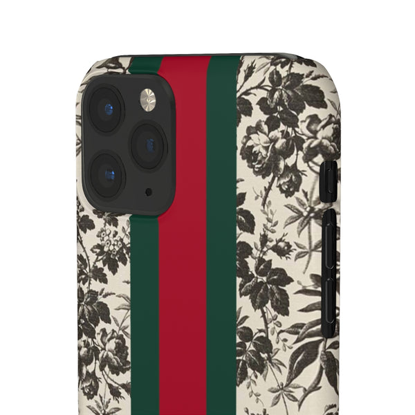 Bee Stripe Floral Wallpaper iPhone 12 & X Snap Case