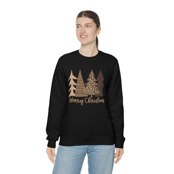 Brown Leopard Christmas Trees Unisex Sweatshirt