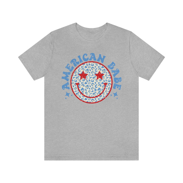 American Babe Leopard Smiley Face Unisex Tee
