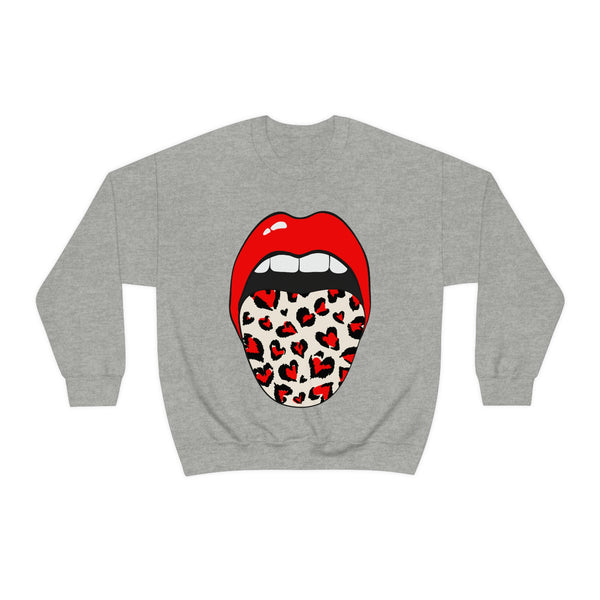 Valentine Hearts Tongue Out Unisex Crewneck Sweatshirt