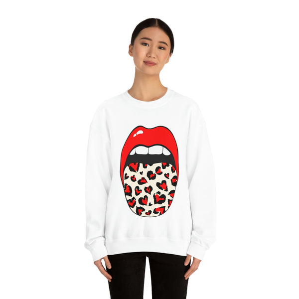 Valentine Hearts Tongue Out Unisex Crewneck Sweatshirt