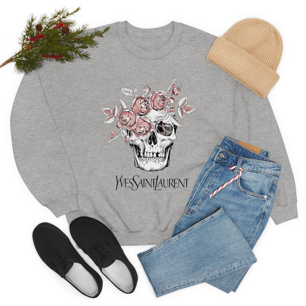 Skull Pink Roses Unisex Sweatshirt