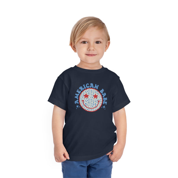 American Babe Leopard Smiley Face Toddler Tee