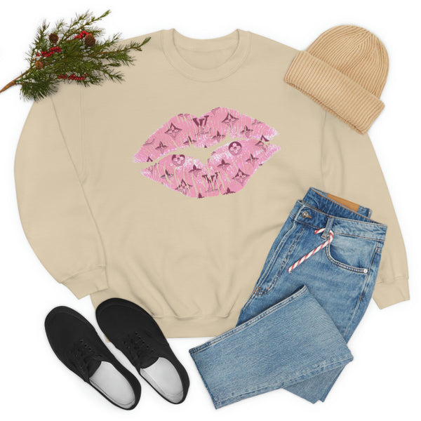 Luxe Pink Kiss Lips Unisex Crewneck Sweatshirt