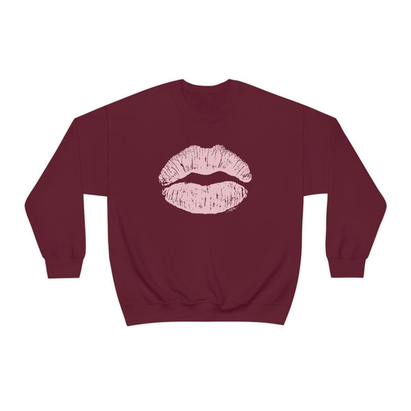 Pink Kiss Lips Unisex Crewneck Sweatshirt