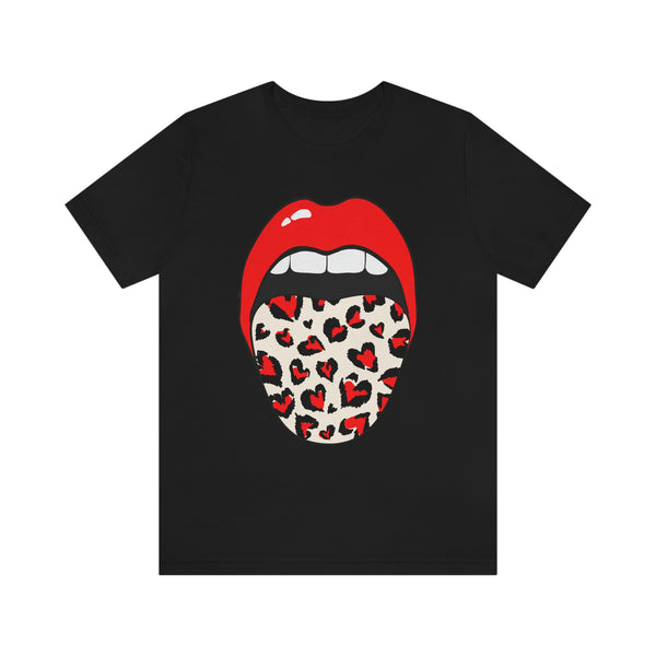 Valentine Hearts Tongue Out Unisex Short Sleeve Tee