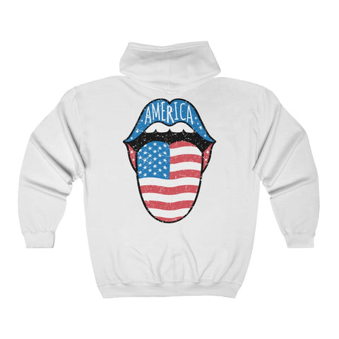 America Tongue Out Zip Up Hoodie