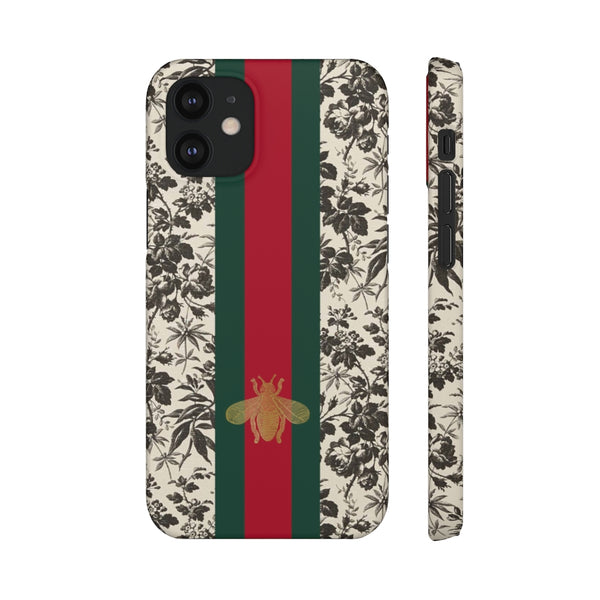 Bee Stripe Floral Wallpaper iPhone 12 & X Snap Case