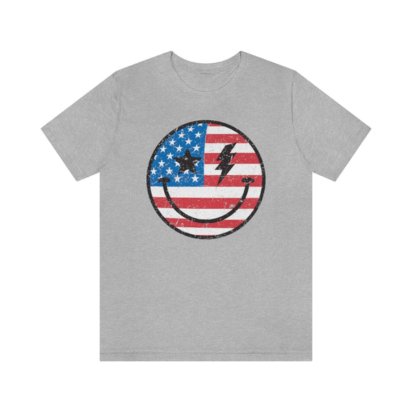 American Flag Smiley Face Unisex Tee