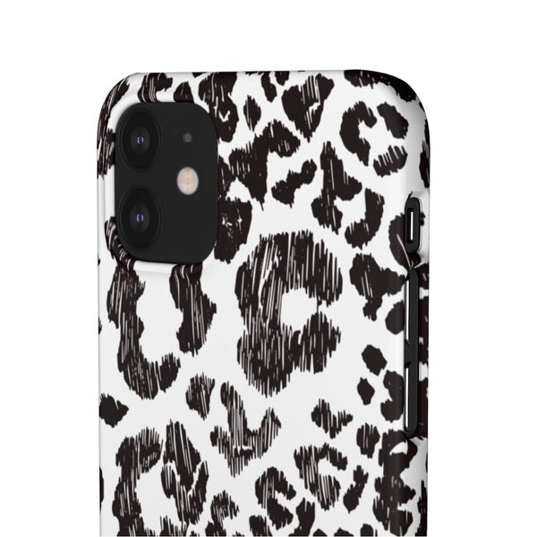 Leopard Sketch Print Snap iPhone 12 Case