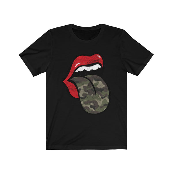 Red Lips Camo Tongue Out Short Sleeve Tee