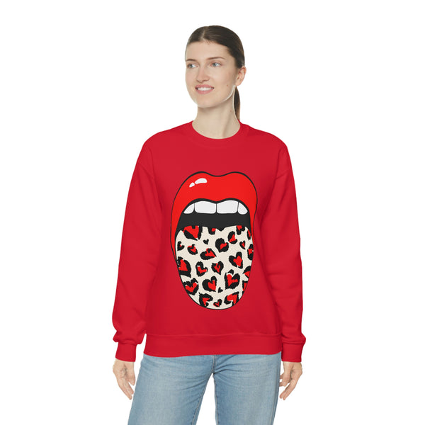 Valentine Hearts Tongue Out Unisex Crewneck Sweatshirt