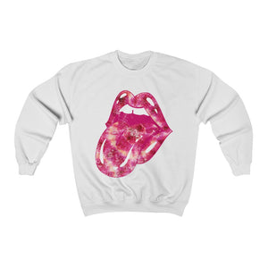 Tie Dye Lips Tongue Out Pinks Distressed Unisex Sweatshirt