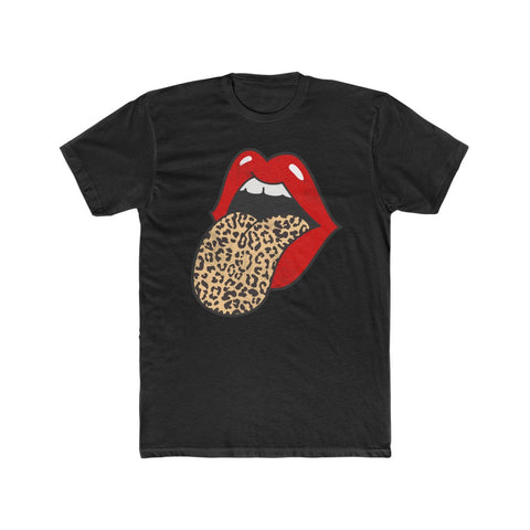 Red Lips Leopard Tongue Out Distressed Unisex Tee