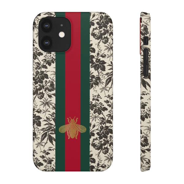 Bee Stripe Floral Wallpaper iPhone 12 & X Snap Case