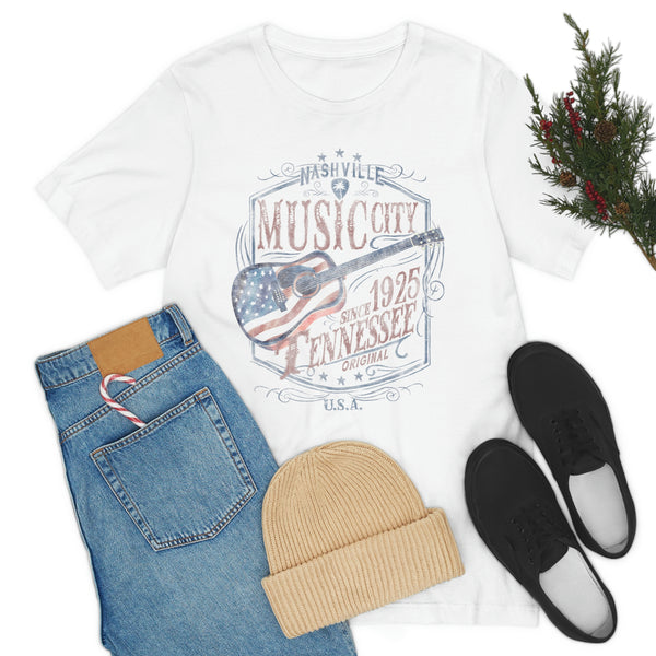 Nashville American Flag Guitar Unisex Tee