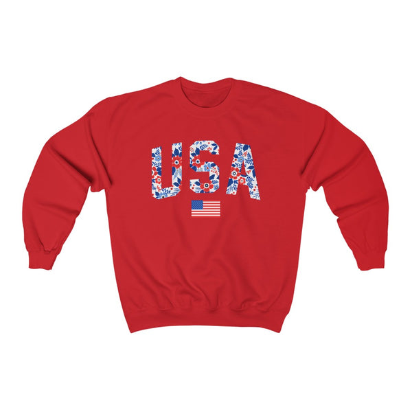 Floral USA American Flag Unisex Sweatshirt