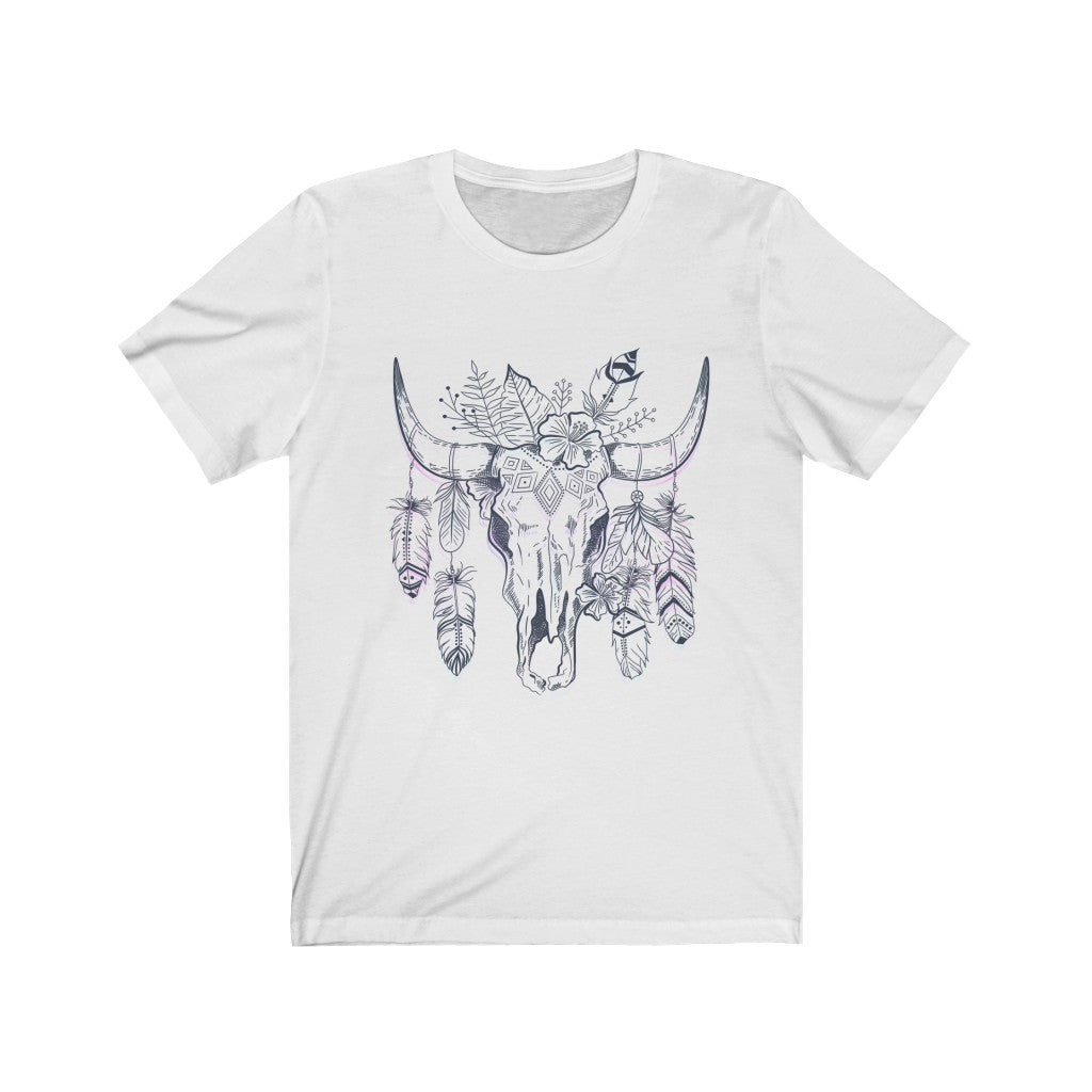 Bull Skull Tie Dye Outline Unisex Tee