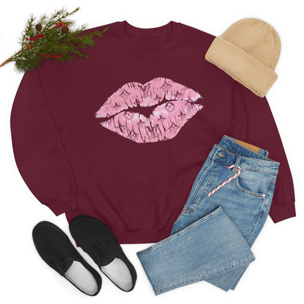 Luxe Pink Kiss Lips Unisex Crewneck Sweatshirt