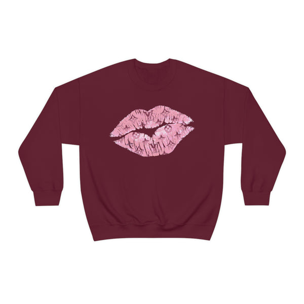 Luxe Pink Kiss Lips Unisex Crewneck Sweatshirt