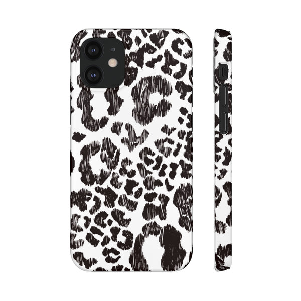 Leopard Sketch Print Snap iPhone 12 Case