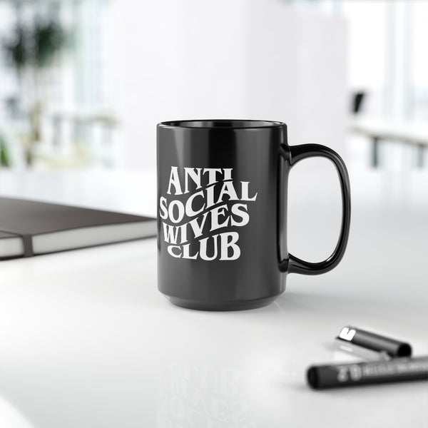 Anti Social Wives Club Black Mug, 15oz
