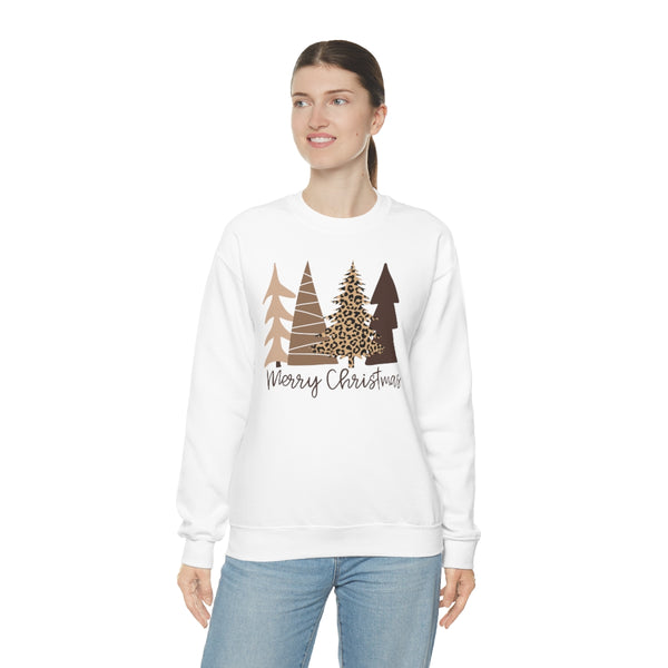 Brown Leopard Christmas Trees Unisex Sweatshirt