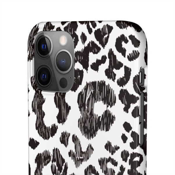 Leopard Sketch Print Snap iPhone 12 Case