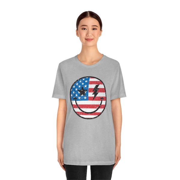 American Flag Smiley Face Unisex Tee