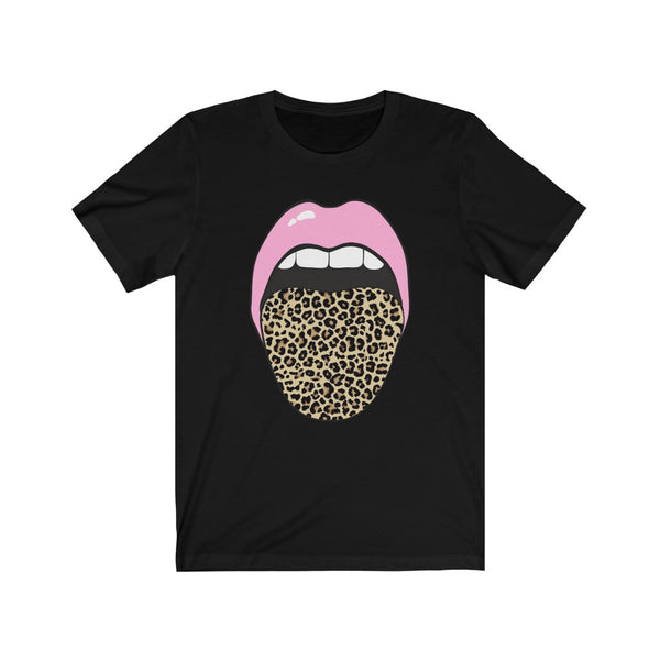 Pink Lips Leopard Tongue Out Tee