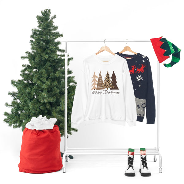 Brown Leopard Christmas Trees Unisex Sweatshirt